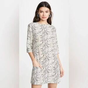 100% Silk Equipment Femme Beige Snake Silk Print Dress